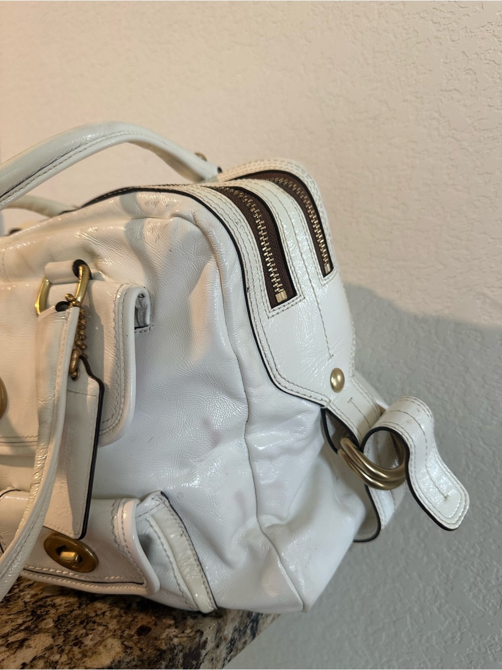 COACH Archive Limited Edition Legacy Stripe Leather Satchel Bag withe White Rare - Picture 13 of 15